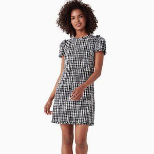 NWT Kate Spade Flutter Sleeve Tweed Dress Black White Grey Size 6